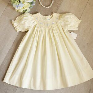 Yellow Smocked Bishop Dress 100% Cotton Boutique RARE FIND 6 Months LIKE NEW